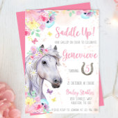 Horse Floral Invitation d'anniversaire pour fille