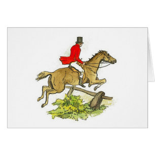 Horse Fox Hunt Hunter Jumper Riding Note Kaart