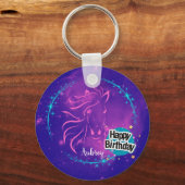 Horse Galaxy Happy Birthday - persoonlijk Sleutelhanger (Voorkant)