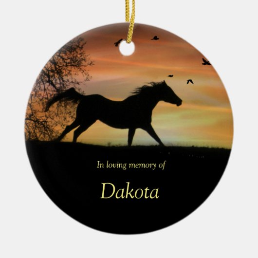 Horse Galloping met vogelgedenkteken Aangepaste na Keramisch Ornament (Voorkant)