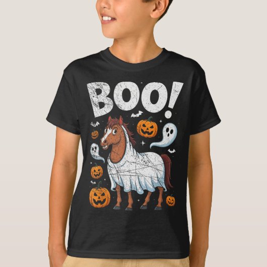 Horse Ghost Costume Funny Equestrian Horses Lover T-shirt (Voorkant)