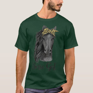 Horse Girl Bandana Leopard Horseback Riding Horse T-shirt