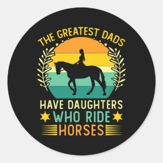 Horse Girl Daughter Vaderdag Horse Ronde Sticker