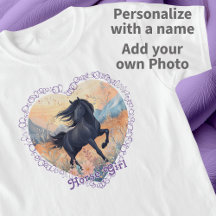 Horse Girl Gepersonaliseerde Zwarte Wilde Hengst B