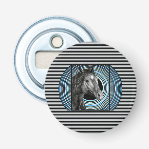 Horse Hand Drawn Art Button Flesopener