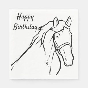 Horse Happy Birthday Equestrian Schattige Pony Par Servet