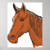 Horse Head Brown Boerderij Animal Poster (Voorkant)