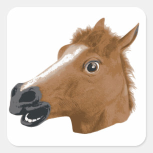 Horse Head Creepy-masker Vierkante Sticker