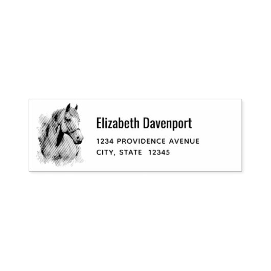Horse Head Illustration Address Zelfinktende Stempel (Design)