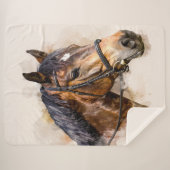 Horse Head Sherpa Blanket Deken (Voorkant (horizontaal))