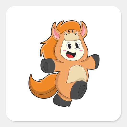 Horse in Costume Vierkante Sticker (Voorkant)