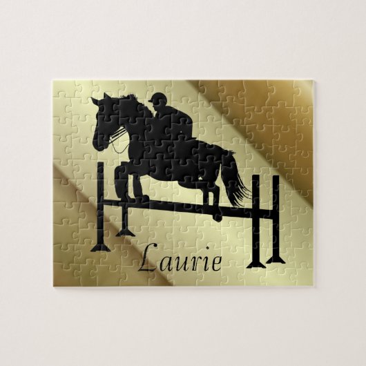 Horse Jumper w/Jouw naam Legpuzzel (Horizontaal)