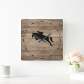 Horse Jumping Silhouette Wall klok (Huis)
