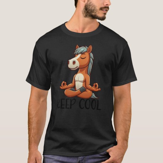 Horse Keep Cool Yoga Meditation T-shirt (Voorkant)