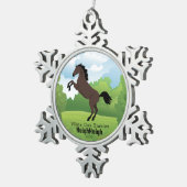 Horse Keepsake met  Breed Tekst Tin Sneeuwvlok Ornament (Rechts)