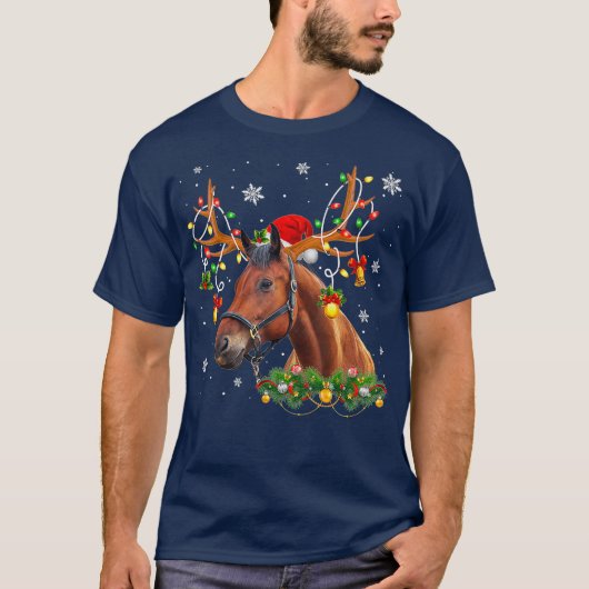 Horse kerstlampjes t-shirt (Voorkant)