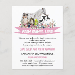 Horse Koe Sheep Dog Cat Bird Animal Pet Services Flyer