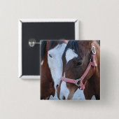 Horse Love Vierkante Button 5,1 Cm (Voorkant /achterkant)