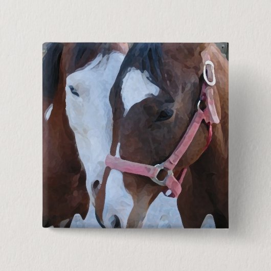 Horse Love Vierkante Button 5,1 Cm (Voorkant)