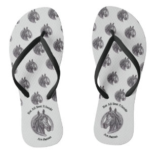 Horse Lover Barn Animal Sketch Beste Vriend Teenslippers