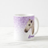 Horse Lover Monogram naam Glitter Kijk paars Koffiemok (Voorkant rechts)