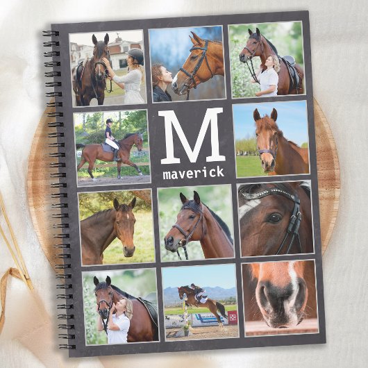 Horse Lover Personalized Monogram 11 Foto Collage Notitieboek