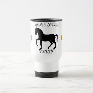 Horse Lover reismog met persoonlijke naam. Reisbeker