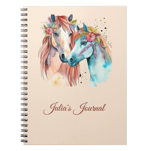 Horse Lover Riding Aquarelle Nom Journal (Devant)