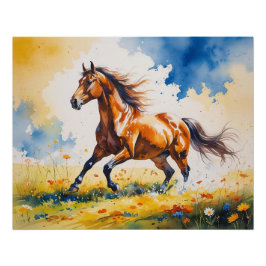 Horse Meadow Glossy Poster | muurkunst Perfect Poster