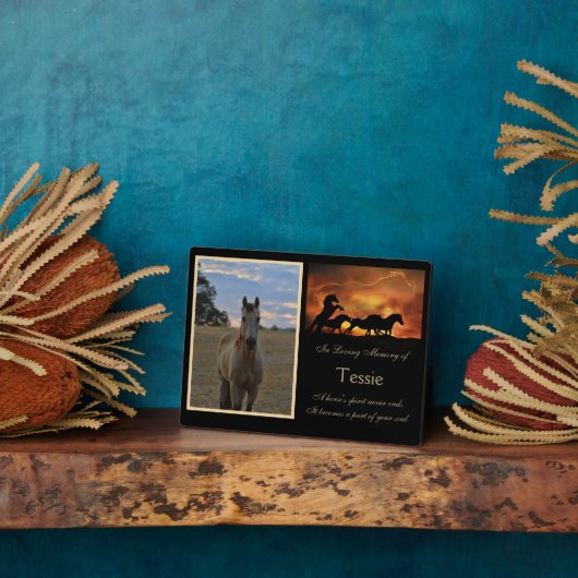 Horse Memorial Aangepaste foto Spiritueel Fotoplaat (Zijkant)