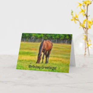 Horse Munching op weidegras Verjaardag Kaart