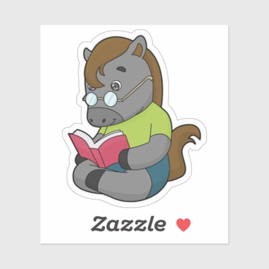 Horse Nerd Book Glasses Sticker (Vel)