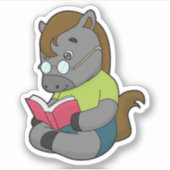 Horse Nerd Book Glasses Sticker (Voorkant)