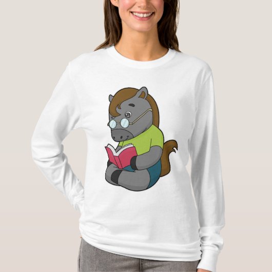 Horse Nerd Book Glasses T-shirt (Voorkant)