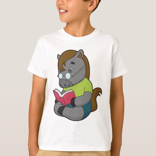 Horse Nerd Book Glasses T-shirt (Voorkant)