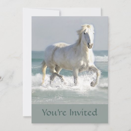 Horse Ocean Beauty Invitation Kaart (Voorkant)