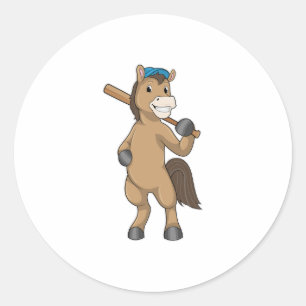 Horse on Baseball with Baseball Ronde Sticker