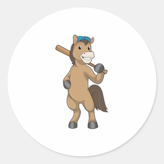 Horse on Baseball with Baseball Ronde Sticker (Voorkant)