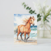 Horse on Beach Briefkaart (Staand voorkant)