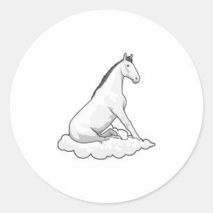 Horse on Cloud Ronde Sticker