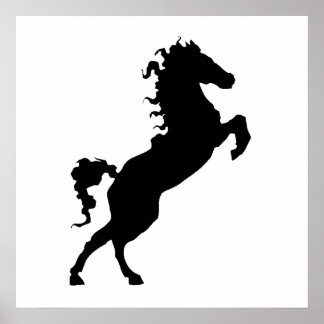 Horse on Hind Legs Silhouette Poster