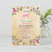Horse Party Floral Invitation Pony Pink Invitation (Debout devant)