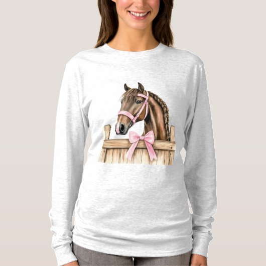 Horse Pink Bow T-shirt (Voorkant)