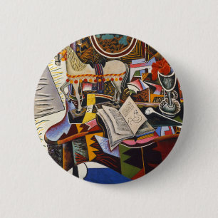 Horse Pipe Red Flower van Joan Miro Ronde Button 5,7 Cm