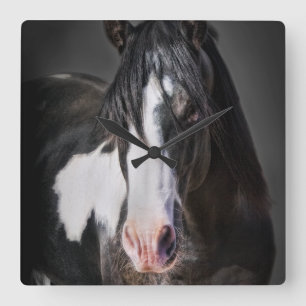 Horse Portrait II Vierkante Klok