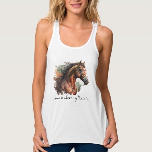 Horse Quote Waterverf Aangepaste foto rijden Tanktop (Voorkant)