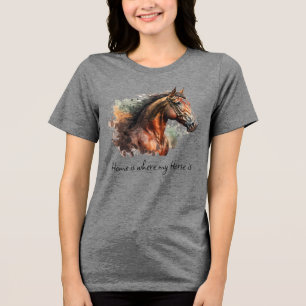 Horse Quote Waterverf Aangepaste foto rijden Tri-Blend Shirt