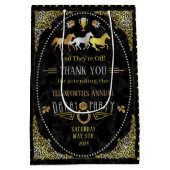 Horse Racing Day Party Art Deco Black Gold Medium Cadeauzakje (Achterkant)