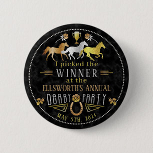 Horse Racing Derby Day Art Deco Winner Prize Ronde Button 5,7 Cm