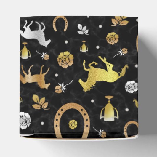 Horse Racing Derby Day Black Gold Pattern Bedankdoosjes (Bovenkant)